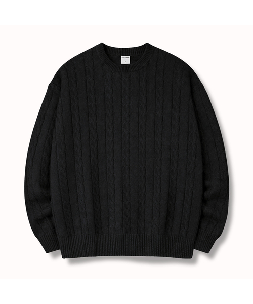 BASIC LABEL（ベーシックラベル）の「Hugo Round neck twisted cable knitwear 5 Color [BLBK_4011]（スウェット・レディース・ブラック/ネイビー/グリーン/アイボリー/チャコール・MEDIUM/LARGE/X-LARGE）」の2枚目の写真