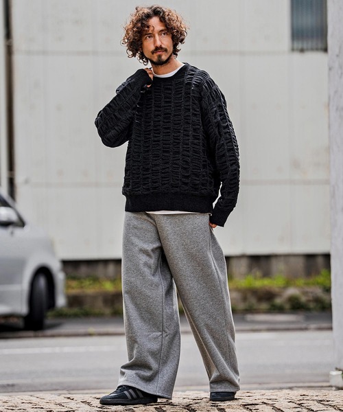 CAMBIO(カンビオ)の「mn3256-Flexiguard Chenille Knit Curved Neck Pullover クルーネックプルオーバーニット(A71126cmb)(ニット/セーター・メンズ・ブルーグリーン/ブラック/パープル/チャコール/キナリ・L/M/S)」の12枚目の写真