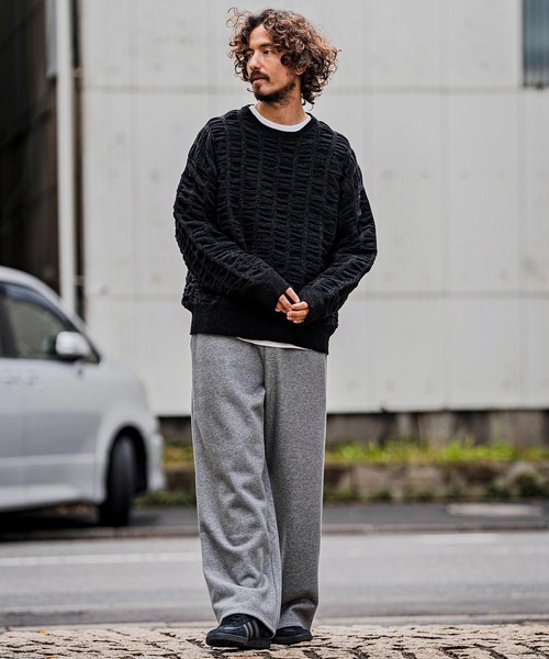 CAMBIO(カンビオ)の「mn3256-Flexiguard Chenille Knit Curved Neck Pullover クルーネックプルオーバーニット(A71126cmb)(ニット/セーター・メンズ・ブルーグリーン/ブラック/パープル/チャコール/キナリ・L/M/S)」の13枚目の写真