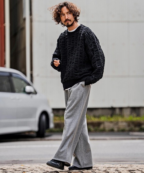 CAMBIO(カンビオ)の「mn3256-Flexiguard Chenille Knit Curved Neck Pullover クルーネックプルオーバーニット(A71126cmb)(ニット/セーター・メンズ・ブルーグリーン/ブラック/パープル/チャコール/キナリ・L/M/S)」の14枚目の写真