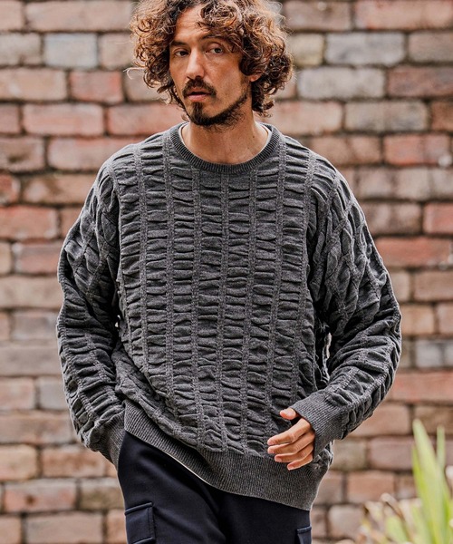 CAMBIO(カンビオ)の「mn3256-Flexiguard Chenille Knit Curved Neck Pullover クルーネックプルオーバーニット(A71126cmb)(ニット/セーター・メンズ・ブルーグリーン/ブラック/パープル/チャコール/キナリ・L/M/S)」の15枚目の写真