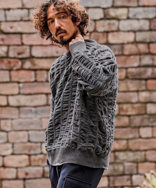 CAMBIO(カンビオ)の「mn3256-Flexiguard Chenille Knit Curved Neck Pullover クルーネックプルオーバーニット(A71126cmb)(ニット/セーター・メンズ・ブルーグリーン/ブラック/パープル/チャコール/キナリ・L/M/S)」の16枚目の写真