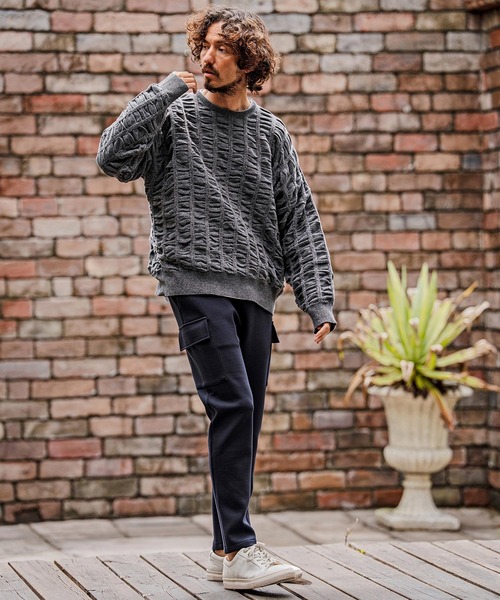CAMBIO(カンビオ)の「mn3256-Flexiguard Chenille Knit Curved Neck Pullover クルーネックプルオーバーニット(A71126cmb)(ニット/セーター・メンズ・ブルーグリーン/ブラック/パープル/チャコール/キナリ・L/M/S)」の17枚目の写真