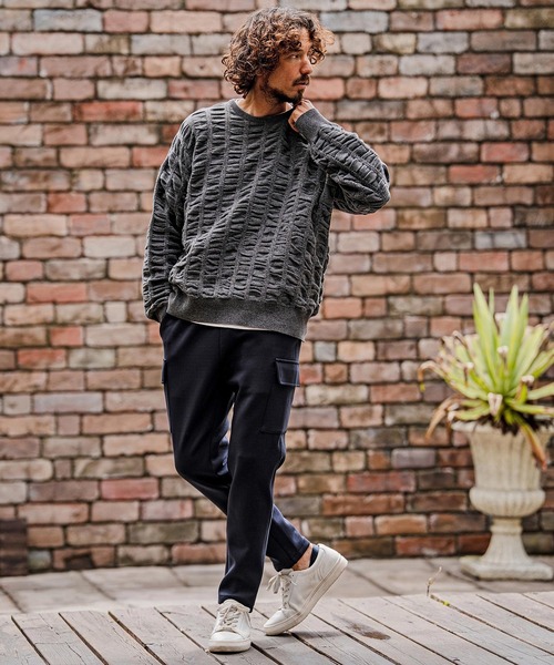 CAMBIO(カンビオ)の「mn3256-Flexiguard Chenille Knit Curved Neck Pullover クルーネックプルオーバーニット(A71126cmb)(ニット/セーター・メンズ・ブルーグリーン/ブラック/パープル/チャコール/キナリ・L/M/S)」の18枚目の写真