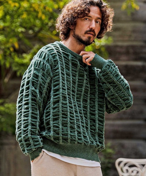 CAMBIO(カンビオ)の「mn3256-Flexiguard Chenille Knit Curved Neck Pullover クルーネックプルオーバーニット(A71126cmb)(ニット/セーター・メンズ・ブルーグリーン/ブラック/パープル/チャコール/キナリ・L/M/S)」の20枚目の写真