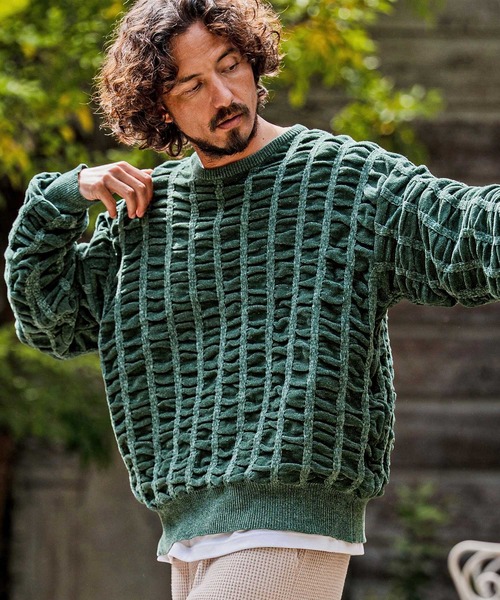 CAMBIO(カンビオ)の「mn3256-Flexiguard Chenille Knit Curved Neck Pullover クルーネックプルオーバーニット(A71126cmb)(ニット/セーター・メンズ・ブルーグリーン/ブラック/パープル/チャコール/キナリ・L/M/S)」の21枚目の写真