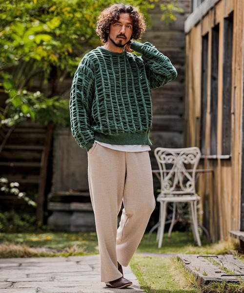 CAMBIO(カンビオ)の「mn3256-Flexiguard Chenille Knit Curved Neck Pullover クルーネックプルオーバーニット(A71126cmb)(ニット/セーター・メンズ・ブルーグリーン/ブラック/パープル/チャコール/キナリ・L/M/S)」の22枚目の写真