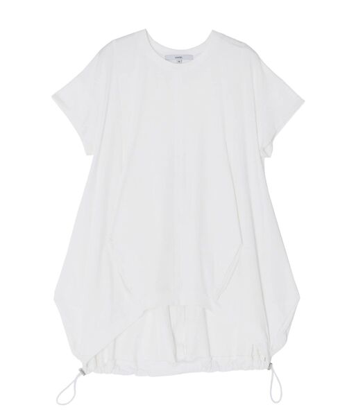 UN3D.(アンスリード)の「W TUCK COCOON TOP / ダブルタックコクーントップ(Tシャツ/カットソー・レディース・ホワイト/ブラック・38/36)」の1枚目の写真