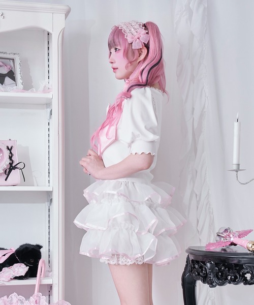 Magia Charm(マギアチャーム)の「リボンパフハーフスリーブカットソー(Tシャツ/カットソー・レディース・ホワイト/ブラック・F)」の11枚目の写真