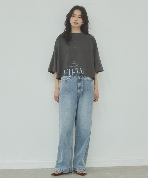 hunch(ハンチ)の「ワイドショート ロゴTシャツ(Tシャツ/カットソー・レディース・アッシュブラウン/チャコール/ピンクベージュ/オフホワイト・FREE)」の22枚目の写真