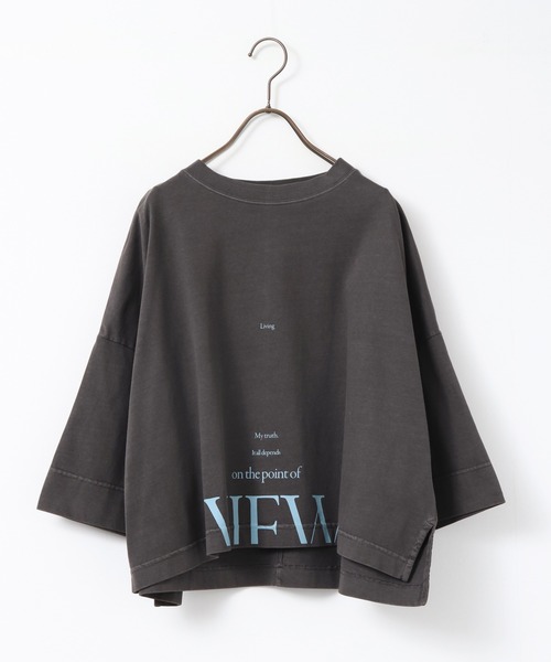 hunch(ハンチ)の「ワイドショート ロゴTシャツ(Tシャツ/カットソー・レディース・アッシュブラウン/チャコール/ピンクベージュ/オフホワイト・FREE)」の9枚目の写真