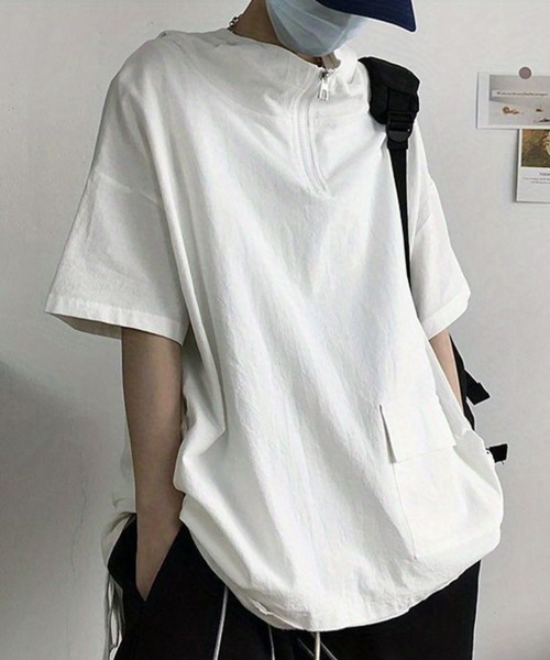 KELVIN(ケルヴァン)の「Half Zip Hood Tee ハーフジップフードTシャツ(Tシャツ/カットソー・メンズ・ホワイト/ブラック・MEDIUM/LARGE)」の5枚目の写真