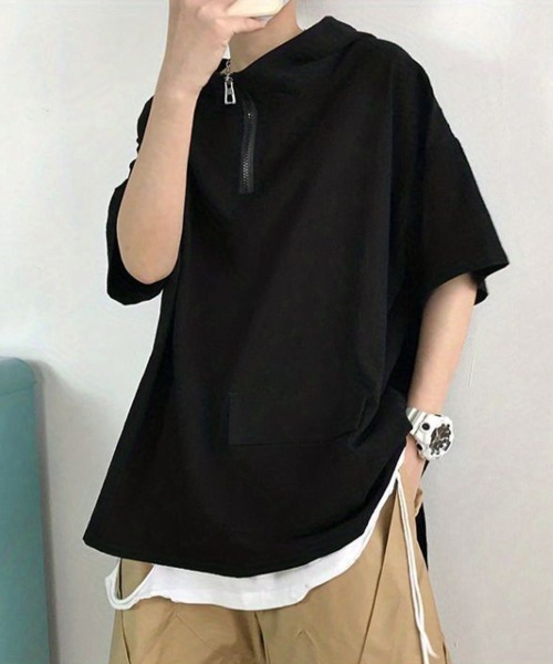 KELVIN(ケルヴァン)の「Half Zip Hood Tee ハーフジップフードTシャツ(Tシャツ/カットソー・メンズ・ホワイト/ブラック・MEDIUM/LARGE)」の10枚目の写真