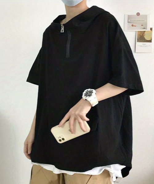 KELVIN(ケルヴァン)の「Half Zip Hood Tee ハーフジップフードTシャツ(Tシャツ/カットソー・メンズ・ホワイト/ブラック・MEDIUM/LARGE)」の11枚目の写真