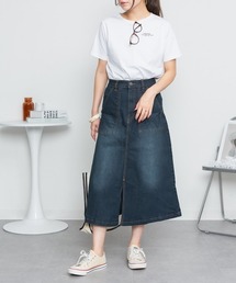 デニムロングベイカースカート ストレッチデニム ロングスカート