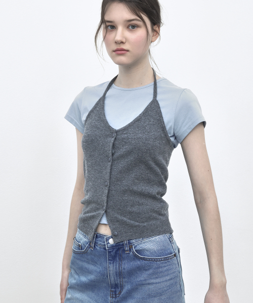 SO IR(ソイール)の「HALTER WOOL KNIT - GRAY(カーディガン/ボレロ・レディース・その他・FREE)」の1枚目の写真