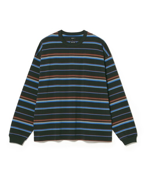 BEAMS(ビームス)の「ルーズ ボーダー ロングスリーブ Tシャツ(Tシャツ/カットソー・メンズ・オリーブ/グレー/ブラック・M/XL/S/L)」の10枚目の写真