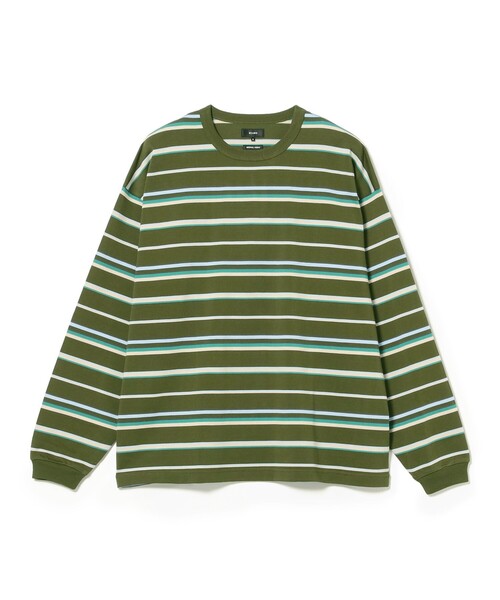 BEAMS(ビームス)の「ルーズ ボーダー ロングスリーブ Tシャツ(Tシャツ/カットソー・メンズ・オリーブ/グレー/ブラック・M/XL/S/L)」の13枚目の写真