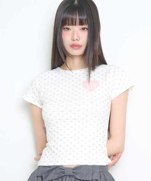 ILLIGO(イリゴ)の「129ドットフィッティッドTシャツシルバードット(Tシャツ/カットソー・レディース・その他・OS)」の1枚目の写真