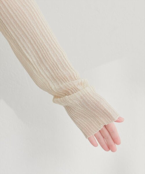 natural couture（ナチュラルクチュール）の「針抜きリブシアーラメカーデ（カーディガン/ボレロ・レディース・グレイッシュベージュ/ライトベージュ/ピンク/サックスブルー/ネイビー/ブラック・FREE）」の18枚目の写真