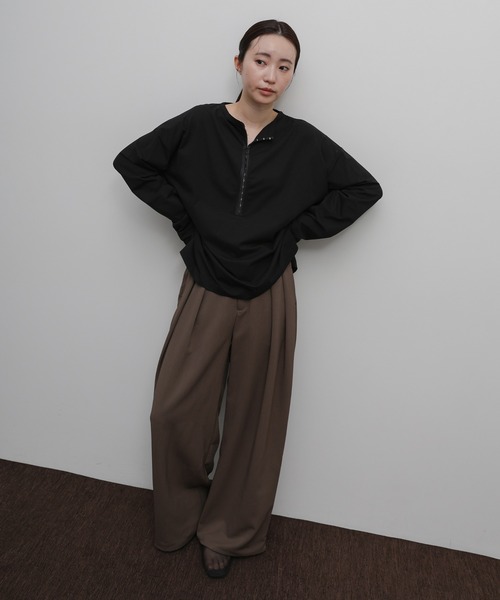 select MOCA Et(セレクトモカエト)の「【Et】Oversized Front Hook Long Tee(Tシャツ/カットソー・レディース・ホワイト/ブラック・FREE)」の22枚目の写真