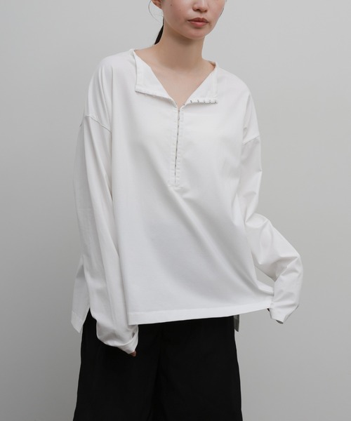 select MOCA Et(セレクトモカエト)の「【Et】Oversized Front Hook Long Tee(Tシャツ/カットソー・レディース・ホワイト/ブラック・FREE)」の9枚目の写真