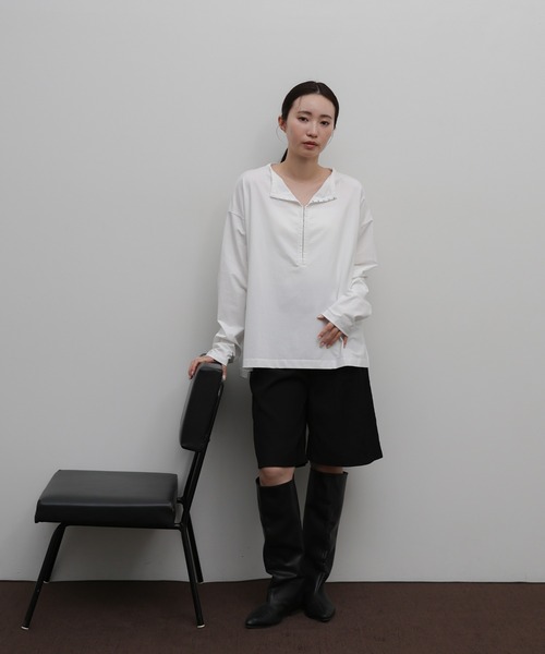 select MOCA Et(セレクトモカエト)の「【Et】Oversized Front Hook Long Tee(Tシャツ/カットソー・レディース・ホワイト/ブラック・FREE)」の11枚目の写真