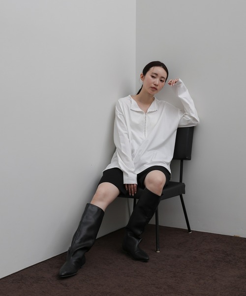 select MOCA Et(セレクトモカエト)の「【Et】Oversized Front Hook Long Tee(Tシャツ/カットソー・レディース・ホワイト/ブラック・FREE)」の15枚目の写真