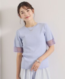 袖口シアーリブニット