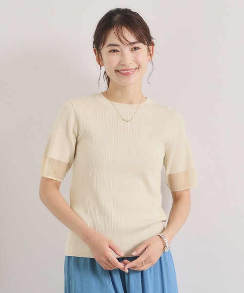 ITS'DEMO(イッツデモ)の「袖口シアーリブニット(ニット/セーター・レディース・パープル/ブラック/ライトグリーン/アイボリー・00)」の2枚目の写真