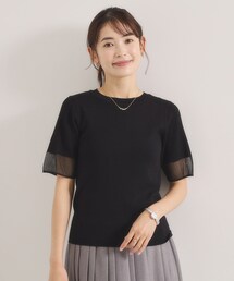 袖口シアーリブニット