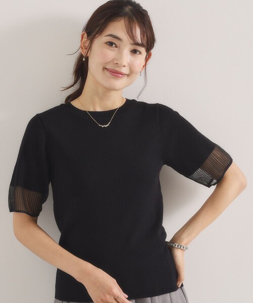 ITS'DEMO(イッツデモ)の「袖口シアーリブニット(ニット/セーター・レディース・パープル/ブラック/ライトグリーン/アイボリー・00)」の17枚目の写真