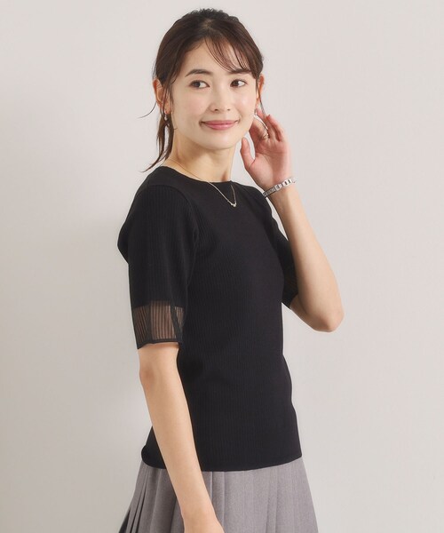ITS'DEMO(イッツデモ)の「袖口シアーリブニット(ニット/セーター・レディース・パープル/ブラック/ライトグリーン/アイボリー・00)」の18枚目の写真