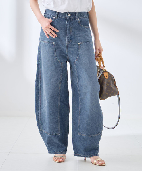 journal standard L'essage（ジャーナルスタンダードレサージュ）の「ダブルニーワイドデニムパンツ（デニムパンツ・レディース・ブルー/ネイビー・38/36）」の2枚目の写真