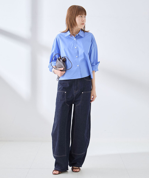 journal standard L'essage（ジャーナルスタンダードレサージュ）の「ダブルニーワイドデニムパンツ（デニムパンツ・レディース・ブルー/ネイビー・38/36）」の3枚目の写真