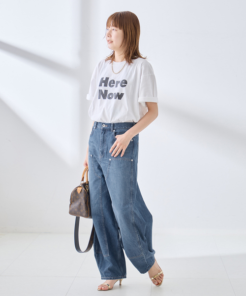 journal standard L'essage（ジャーナルスタンダードレサージュ）の「ダブルニーワイドデニムパンツ（デニムパンツ・レディース・ブルー/ネイビー・38/36）」の4枚目の写真