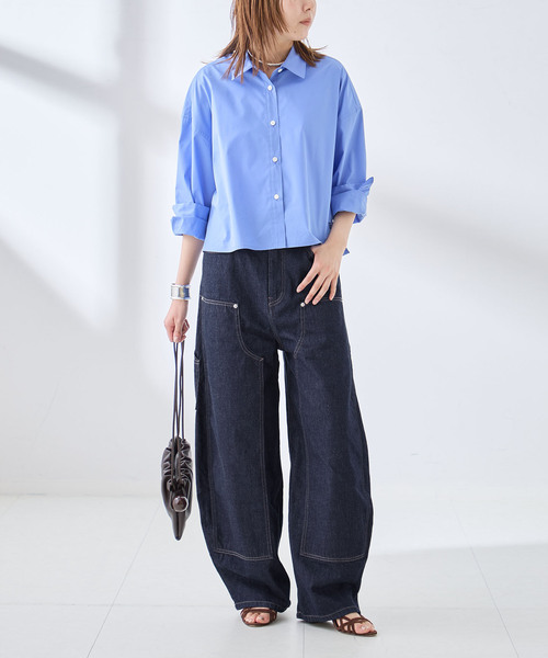 journal standard L'essage（ジャーナルスタンダードレサージュ）の「ダブルニーワイドデニムパンツ（デニムパンツ・レディース・ブルー/ネイビー・38/36）」の7枚目の写真