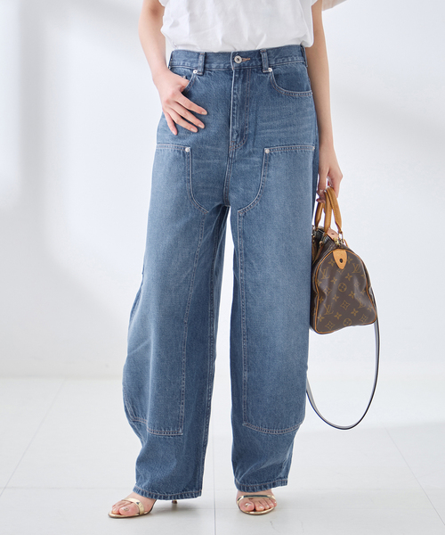 journal standard L'essage（ジャーナルスタンダードレサージュ）の「ダブルニーワイドデニムパンツ（デニムパンツ・レディース・ブルー/ネイビー・38/36）」の9枚目の写真