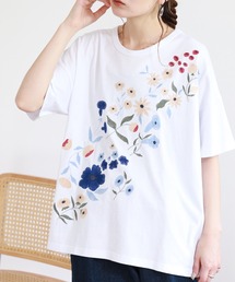 EMAGO 花舞う刺繍T 半袖