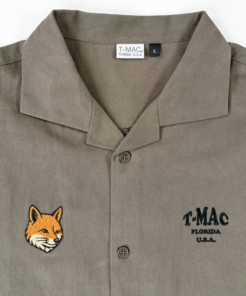 T-MAC OUTING(ティーマック アウティング)の「【T-MAC】FOX&フロリダ刺繍 綿ツイル 半袖開襟シャツ(シャツ/ブラウス・メンズ・オリーブ/ブラック・M/LL/L)」の6枚目の写真