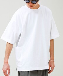バックステッチ サイドポケット クルーネックTシャツ
