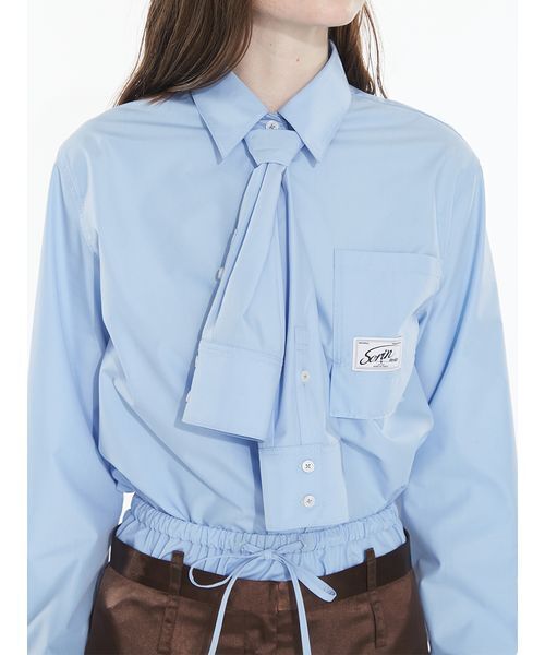SORIN(ソリン )の「Necktie Cutoff Shirt / ネクタイカットオフシャツ(シャツ/ブラウス・レディース・ブラック/サックスブルー/アイボリー・38)」の3枚目の写真