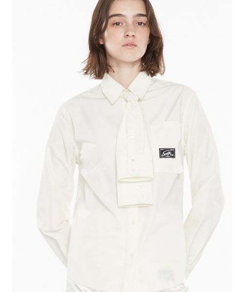 SORIN(ソリン )の「Necktie Cutoff Shirt / ネクタイカットオフシャツ(シャツ/ブラウス・レディース・ブラック/サックスブルー/アイボリー・38)」の1枚目の写真