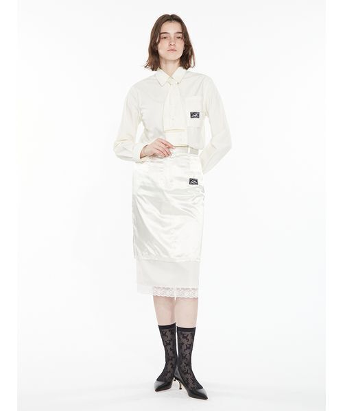 SORIN(ソリン )の「Necktie Cutoff Shirt / ネクタイカットオフシャツ(シャツ/ブラウス・レディース・ブラック/サックスブルー/アイボリー・38)」の9枚目の写真