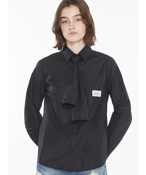 SORIN(ソリン )の「Necktie Cutoff Shirt / ネクタイカットオフシャツ(シャツ/ブラウス・レディース・ブラック/サックスブルー/アイボリー・38)」の13枚目の写真