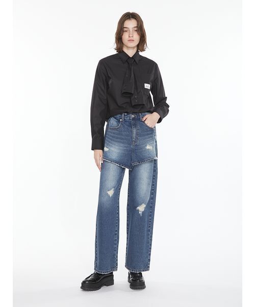 SORIN(ソリン )の「Necktie Cutoff Shirt / ネクタイカットオフシャツ(シャツ/ブラウス・レディース・ブラック/サックスブルー/アイボリー・38)」の19枚目の写真