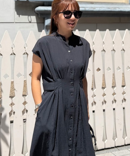 ST.ROONEY(セントルーニー)の「シアサッカーシャツワンピース【低身長・小柄女性向け】(ワンピース・レディース・オフホワイト/スミクロ・XS)」の3枚目の写真