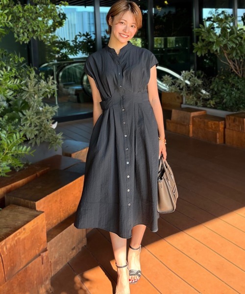 ST.ROONEY(セントルーニー)の「シアサッカーシャツワンピース【低身長・小柄女性向け】(ワンピース・レディース・オフホワイト/スミクロ・XS)」の6枚目の写真