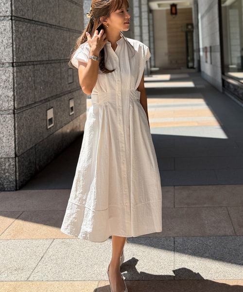 ST.ROONEY(セントルーニー)の「シアサッカーシャツワンピース【低身長・小柄女性向け】(ワンピース・レディース・オフホワイト/スミクロ・XS)」の13枚目の写真