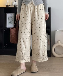 水玉柄ワイド 9 分パンツ